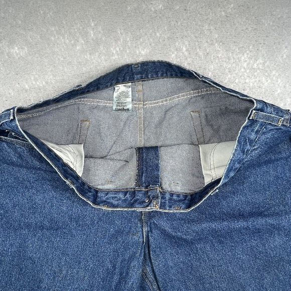 Carhartt Jeans Relaxed Fit Men’s Size 44X 32 Dark Blue Denim Straight Leg Baggy - Picture 7 of 13